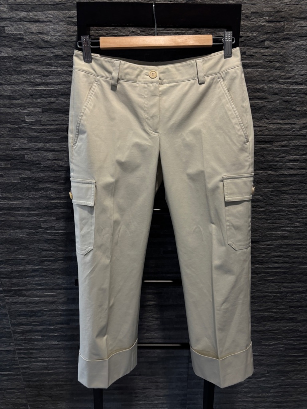 Theory Cream High-Rise Crop Trousers